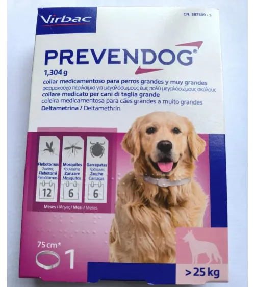 Collar antiparasitario PREVENDOG VIRBAC perro grande 75 cm