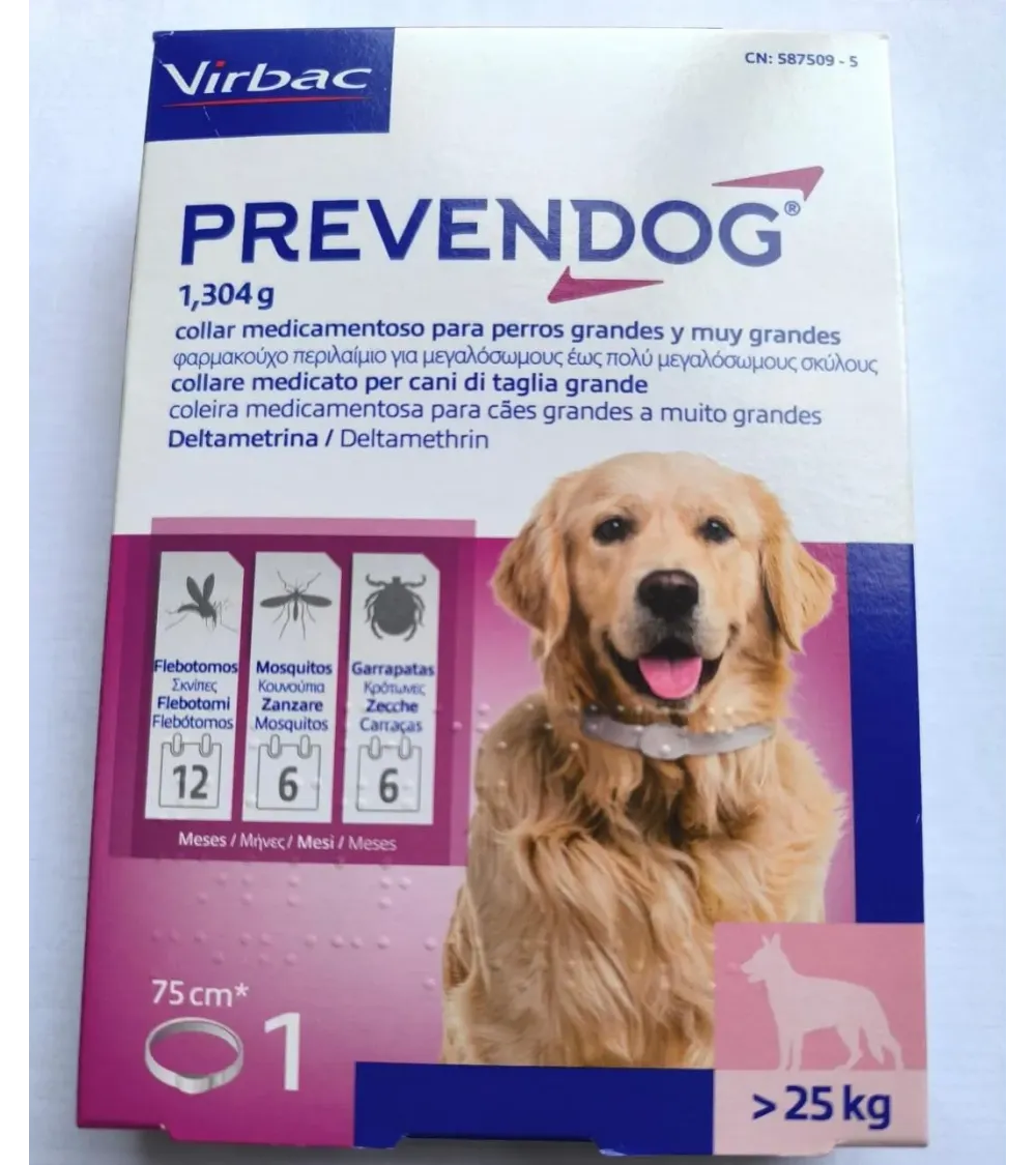 Collar antiparasitario PREVENDOG VIRBAC perro grande 75 cm