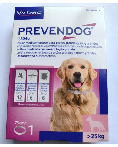 Collar antiparasitario PREVENDOG VIRBAC perro grande 75 cm