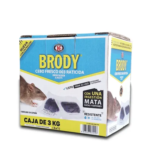 Raticida Brody cebo fresco ratas y ratones envase ahorro de 3 kg